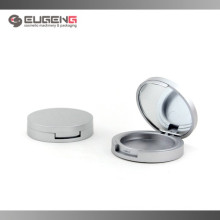 Matte silver compact blush case with mirror